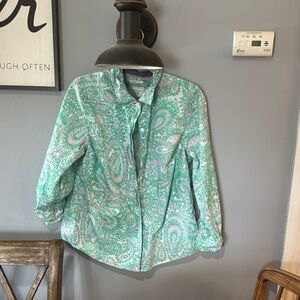Charter Club Green Paisley Button Down Shirt